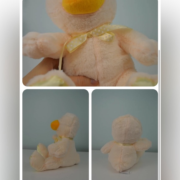 Baby Essentials Duck Plush Stuffed Animal Yellow White Polka Dot Bow AD Sutton - Picture 2 of 3